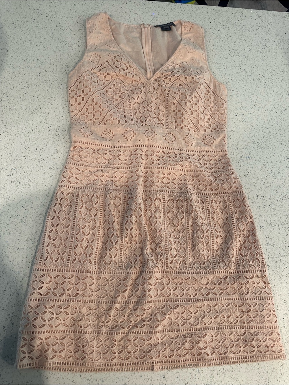 French Connection Blush Pink Sleeveless Lace Mini Dress